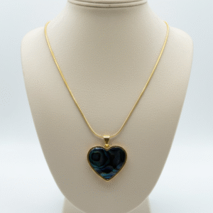 Bold Onyx-Style Heart Pendant Necklace