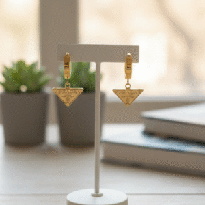 Prada-Inspired Stainless Steel Geometric Huggie Hoops