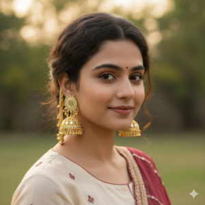 Traditional Gold-Tone Jhumka Earrings with Mirror & Pearl Detailing