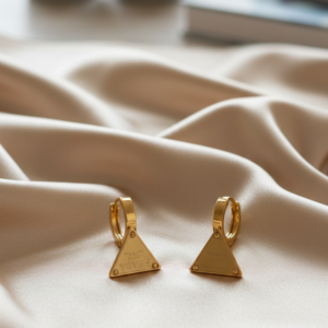 Prada-Inspired Stainless Steel Geometric Huggie Hoops