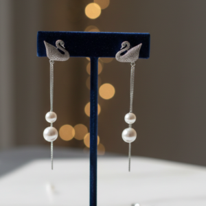 Graceful Majesty: Swan-Inspired Pearl Drop Earrings