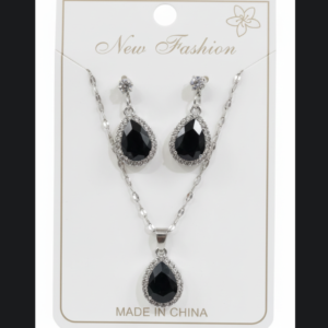 Elegant Midnight Teardrop Jewelry Set
