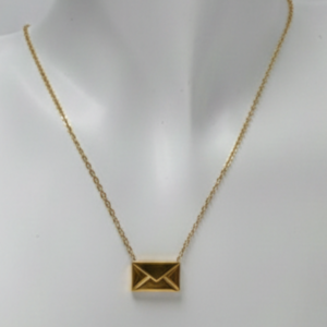 Envelope Charm Stainless Steel Necklace – Gold Finish