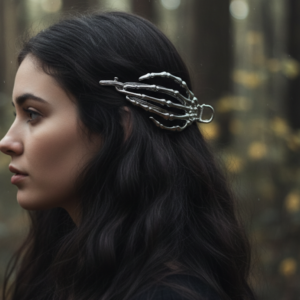 Silver Skeleton Hand Hair Clip
