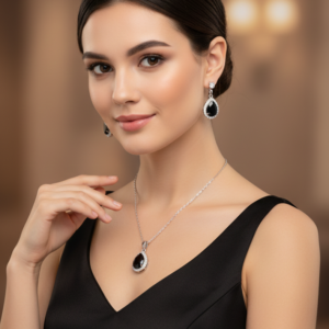 Elegant Midnight Teardrop Jewelry Set