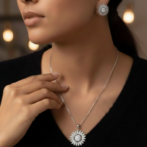 Sterling Silver Radiant Starburst Jewelry Set